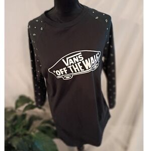 Vans Off The Wall Womens Black Paisley Raglan Long Sleeve‎ T-Shirt Size Medium